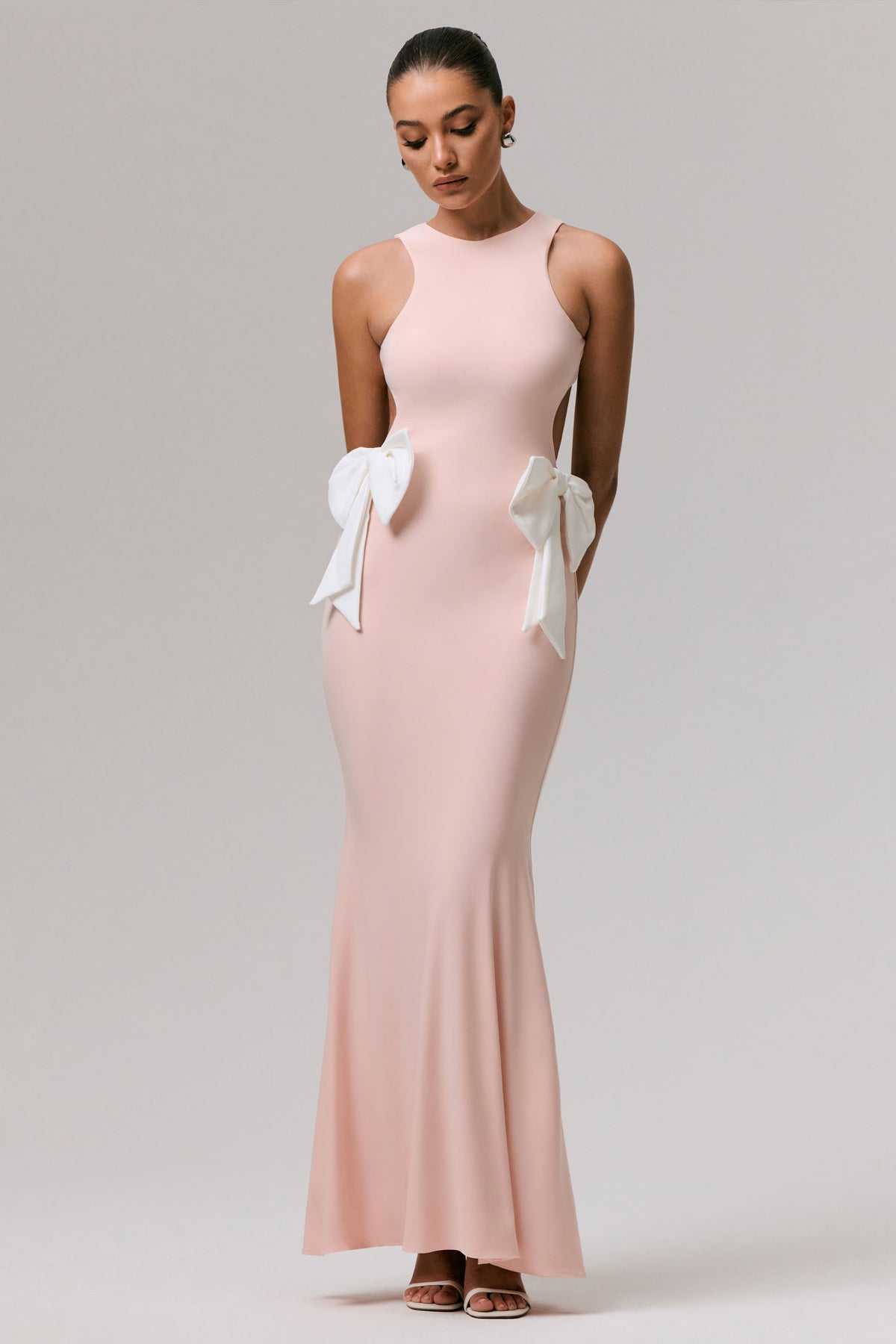 By Your Side Pink Cut-Out Maxi Dress With Bows Club L London - UK By Your Side Pink Cut-Out Maxi Dress With Bows Club L London - UK