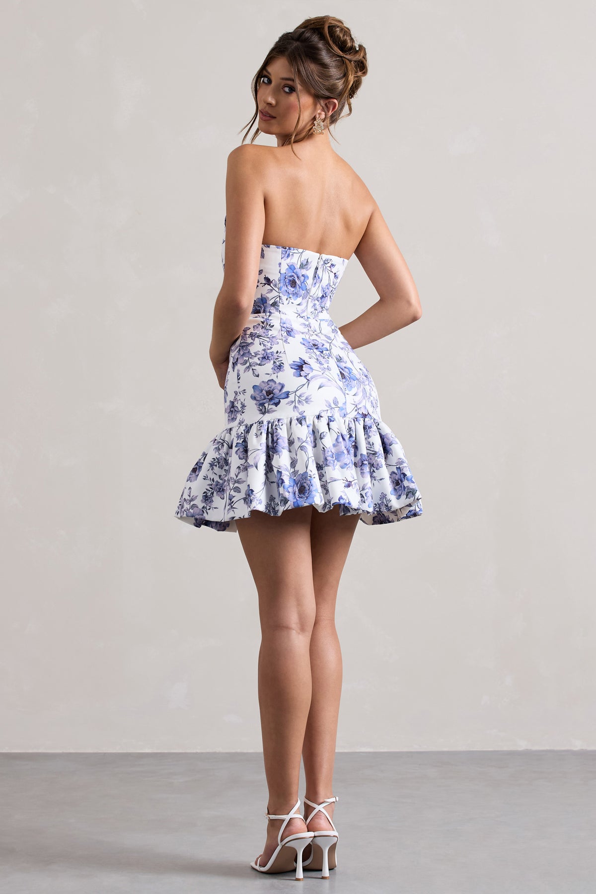 Koko | Floral Print Sweetheart Mini Dress With Ruffle Hem - Club L 