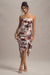 Axel | Cream Floral Print Satin Strapless Wrap Midi Dress - Club L 