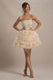 Peaches | Champagne Strapless Mini Dress With Volume Feather Hem - Club L 