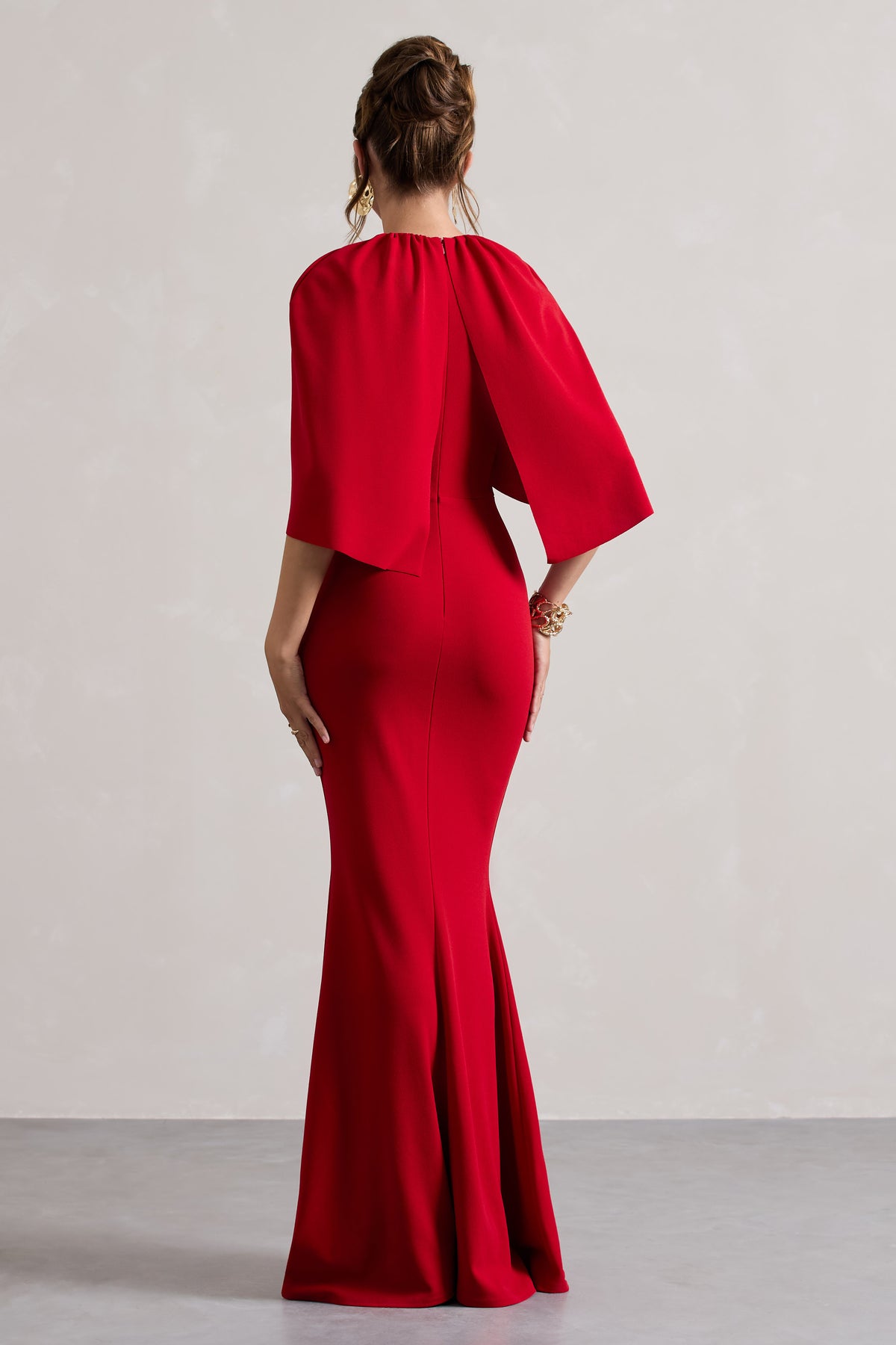 Kianne | Red Draped Short-Sleeve Maxi Dress - Club L 
