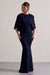 Kianne | Navy Draped Short-Sleeve Maxi Dress - Club L 