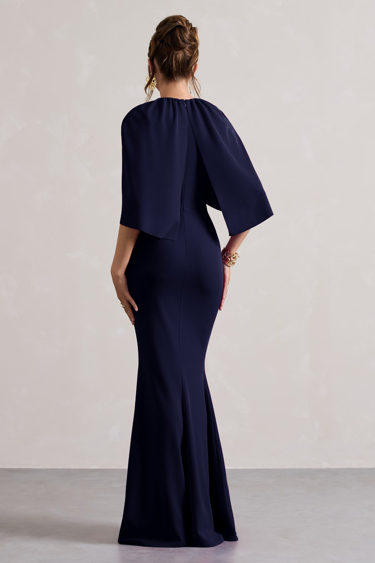 Kianne | Navy Draped Short-Sleeve Maxi Dress - Club L 
