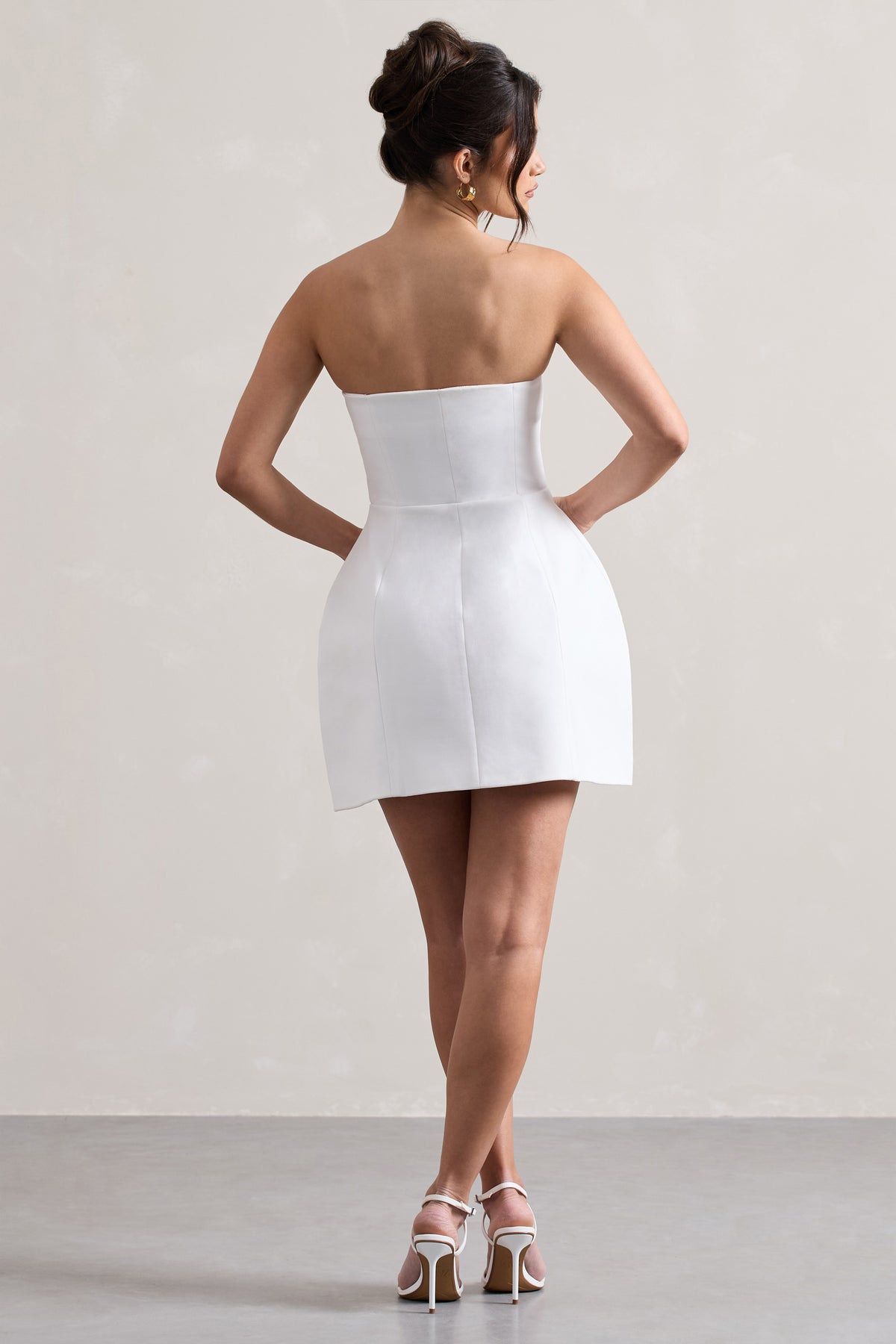 Anniston | White Bandeau Tailored Buttoned Mini Dress - Club L 