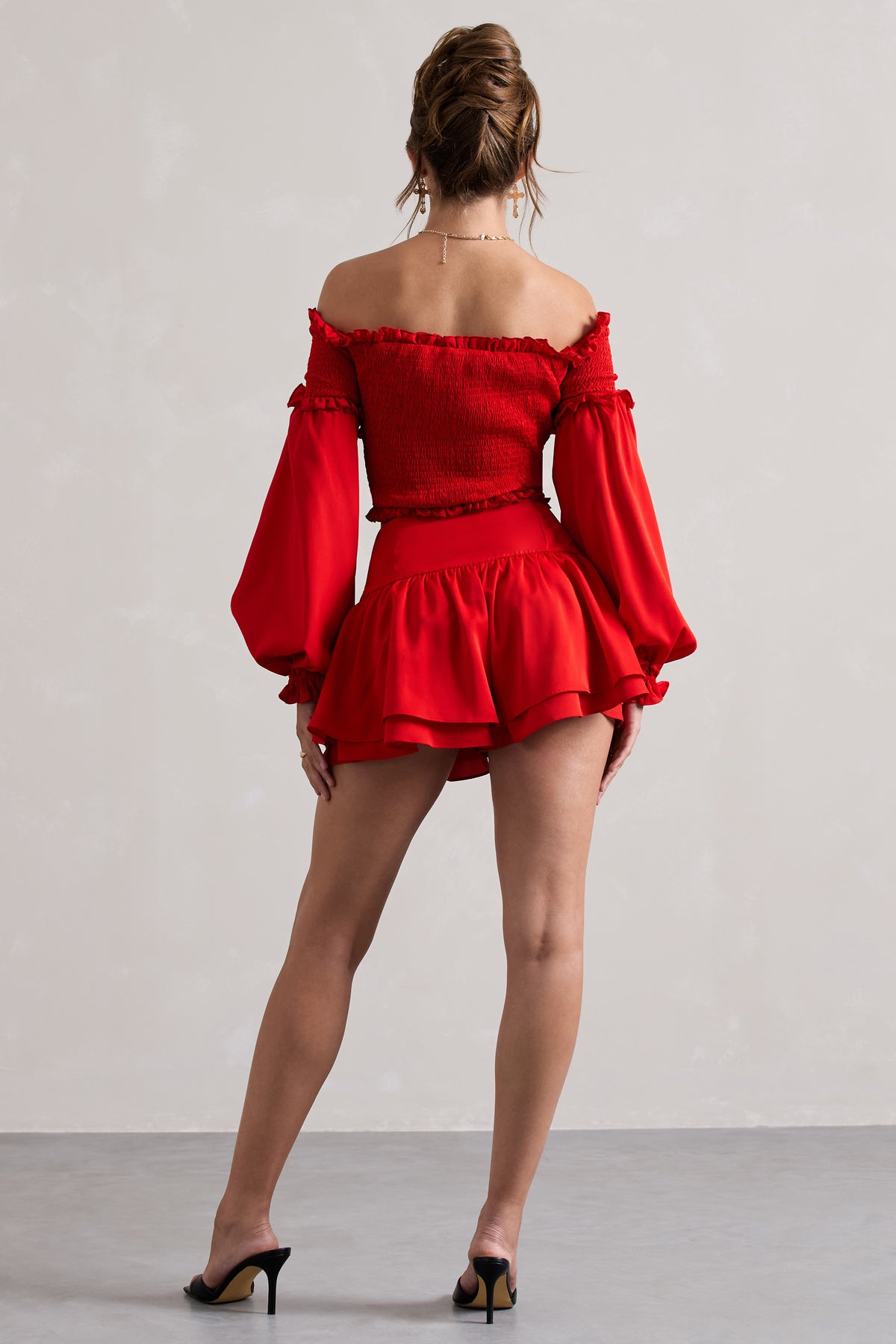 Rossana | Red Tiered Frilled Shorts - Club L 