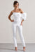 Adabella | White Satin Strapless One-Sleeve Straight-Leg Jumpsuit - Club L 