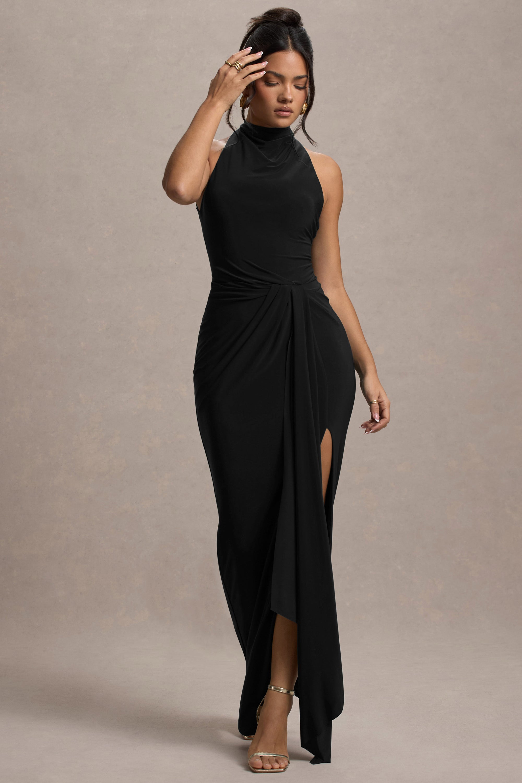WB_HR_CL134765002-KhariBlackHigh-NeckTwistedMaxiDressWithDrape4