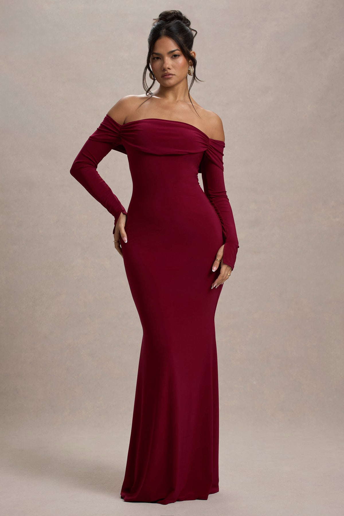Amaia Bardot Long Sleeve Maxi Dress