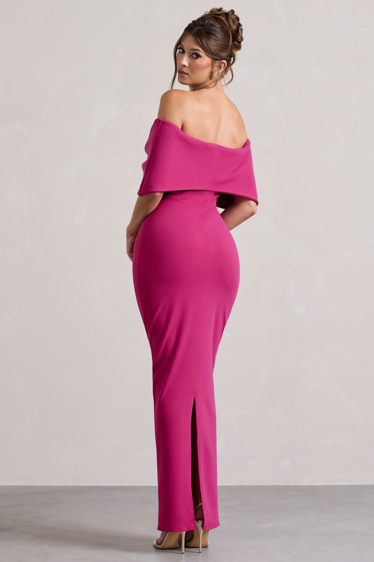 Cornelia Hot Pink Strapless Maxi Dress With Oversized Bow Club L London - UK Cornelia Hot Pink Strapless Maxi Dress With Oversized Bow Club L London - UK