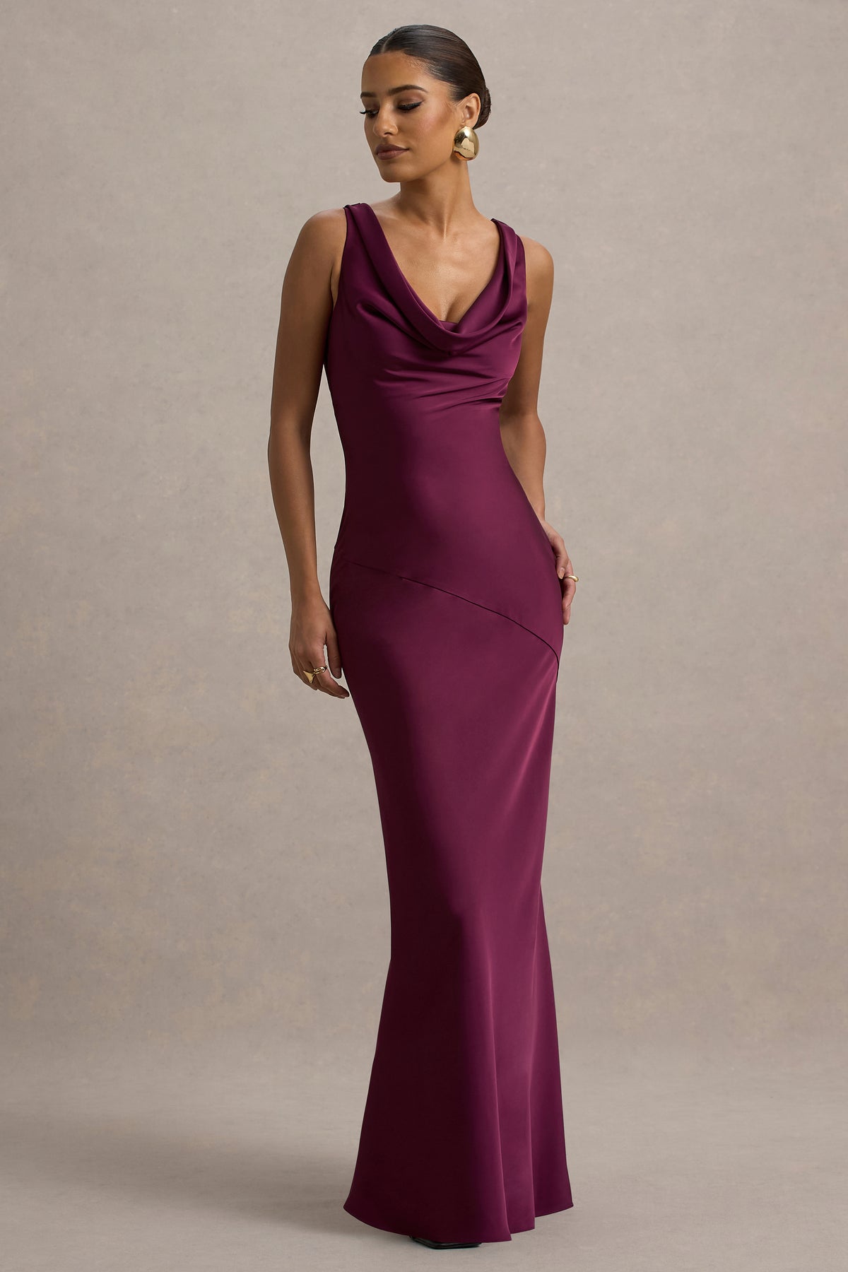 HR_CL134849066 - Alesso  - Burgundy Satin Cowl-Neck Maxi Dress 17.jpg