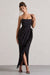 Chosen | Black Bandeau Wrap Maxi Dress With Feather Trim - Club L 
