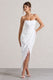 Chosen | White Bandeau Wrap Maxi Dress With Feather Trim - Club L 