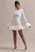 Josefina | Cream Long-Sleeve Mini Dress With Satin Trims - Club L 
