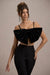 Adya | Black Velvet Strappy Bow Crop Top - Club L 