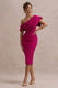 Adrina | Dark Pink Draped One Shoulder Midi Dress - Club L 