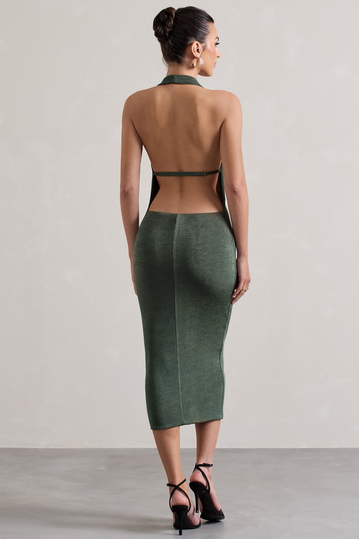 green emerald velvet dress Beth Sage Asymmetric Neckline High-Split Maxi Dress  Club L London
