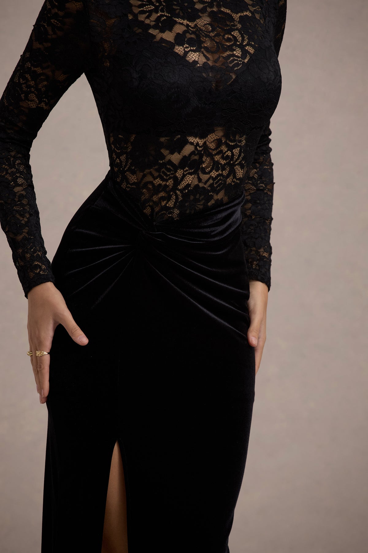fitted lace wedding dress Loving Look Black Lace Long-Sleeve Twisted Split Maxi Dress Club L London fitted lace wedding dress Loving Look Black Lace Long-Sleeve Twisted Split Maxi Dress Club L London