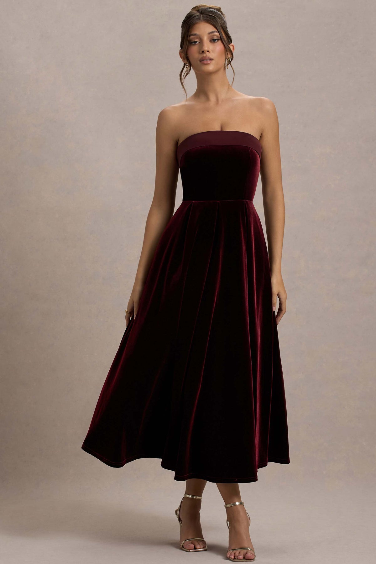Delray | Port Velvet Bandeau Midi Dress - Club L 