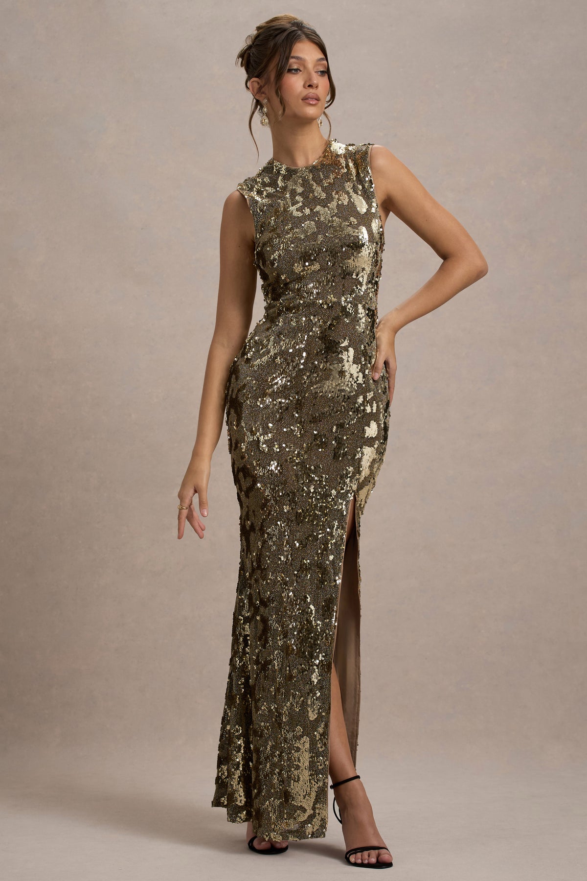 club l gold sequin dress Fabulous Club L Wrap Front Sequin Skater Dress in Gold - BNWT - Size 6 - RRP 65