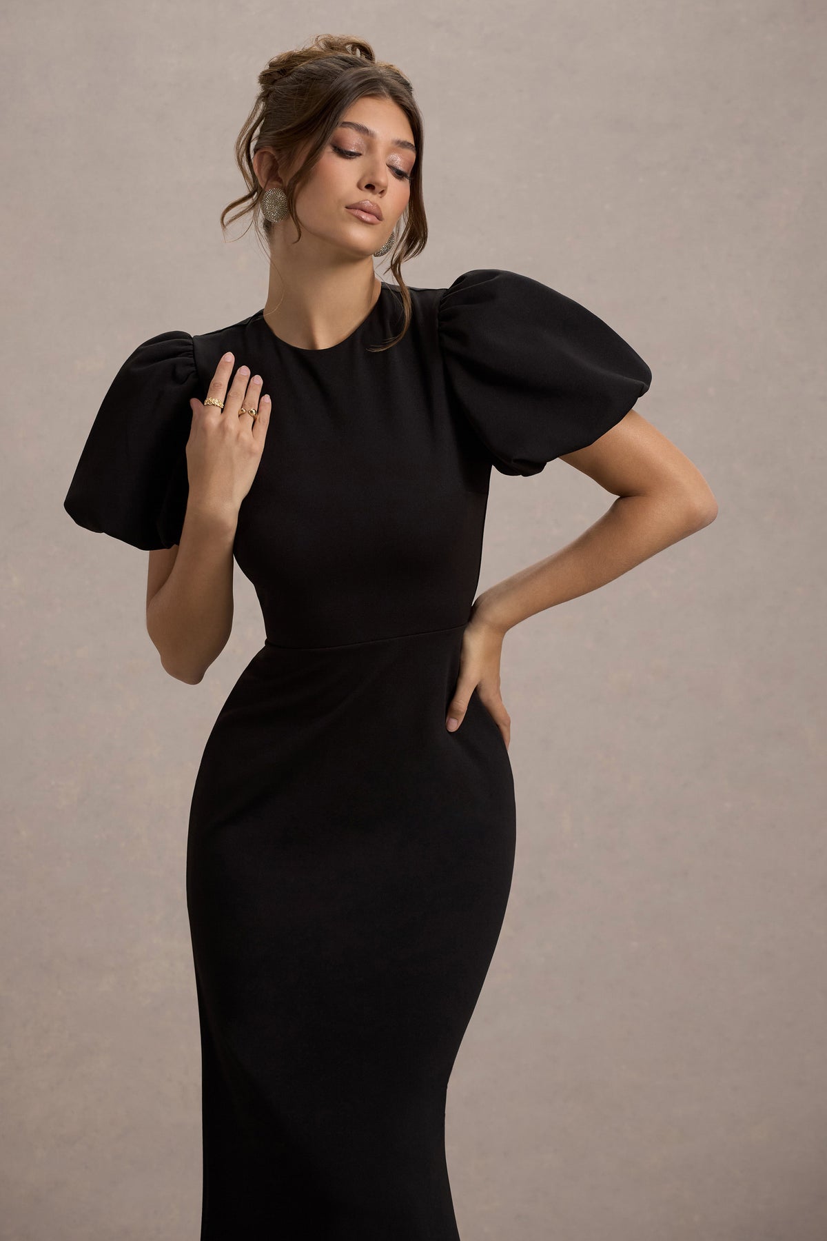 Love Letters | Black Puff-Sleeve Maxi Dress - Club L 