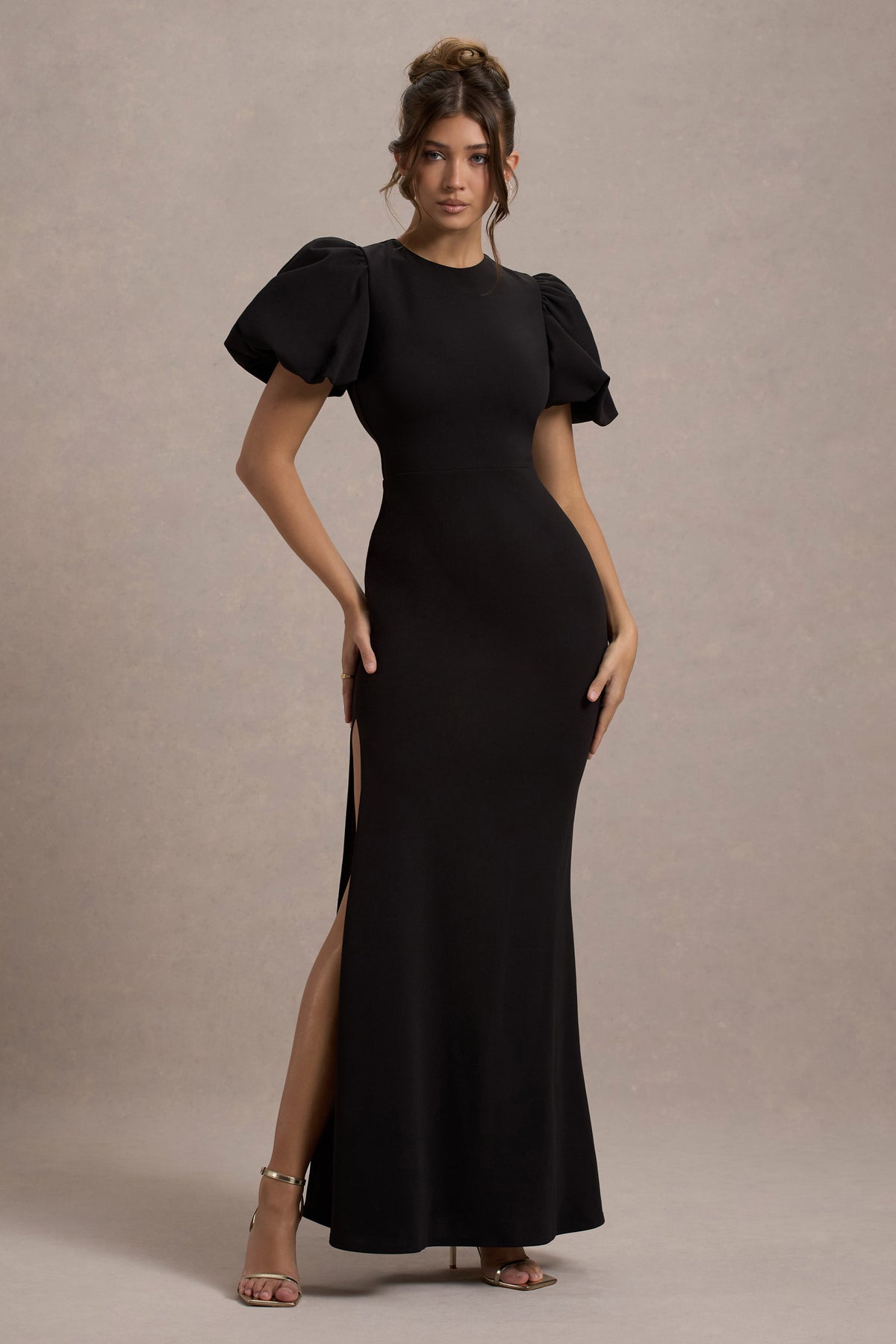 Love Letters | Black Puff-Sleeve Maxi Dress - Club L 