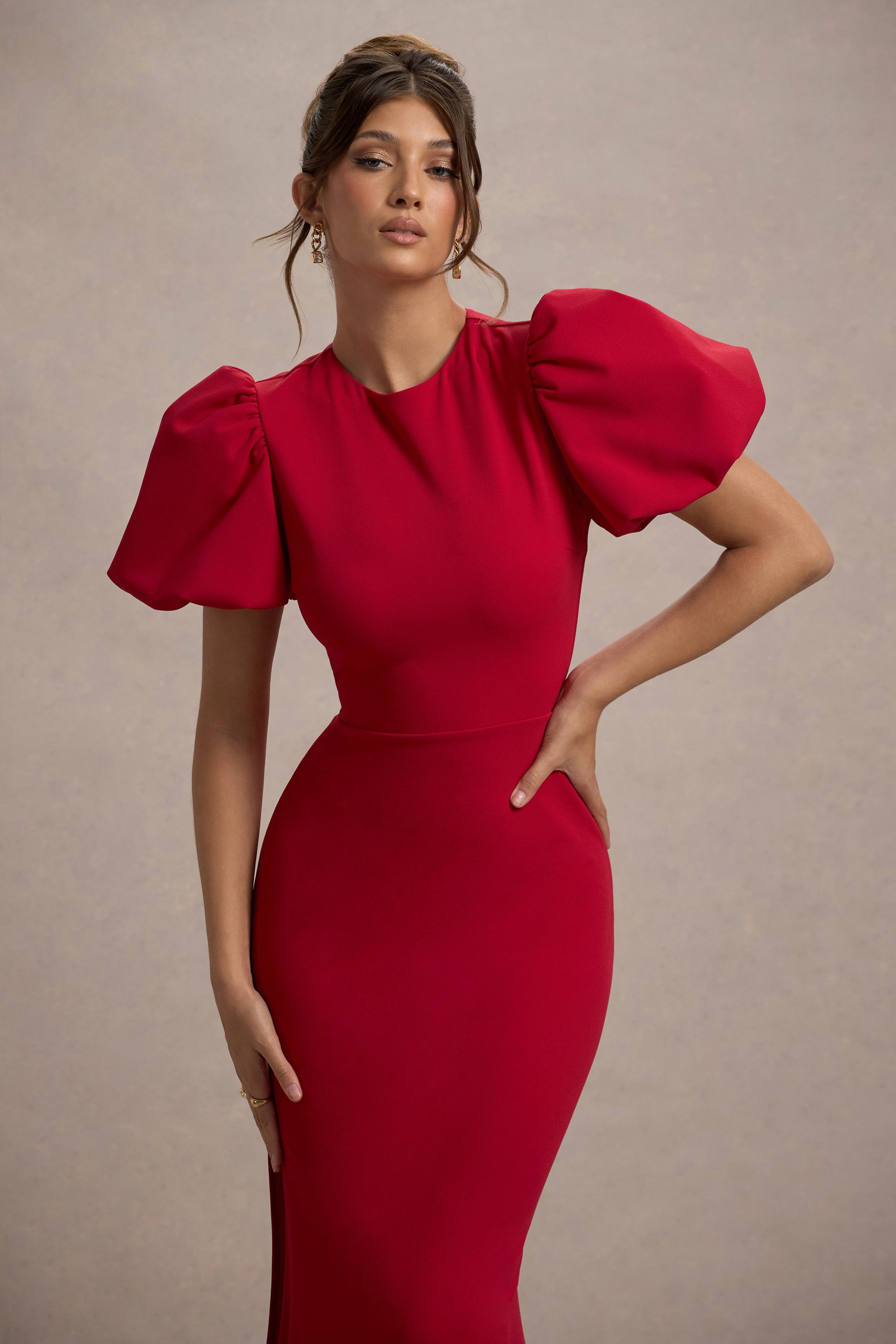 Love Letters | Red Puff-Sleeve Maxi Dress - Club L 