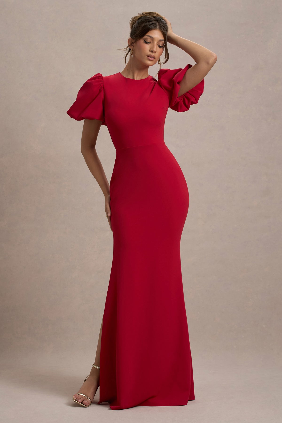 Love Letters | Red Puff-Sleeve Maxi Dress - Club L 