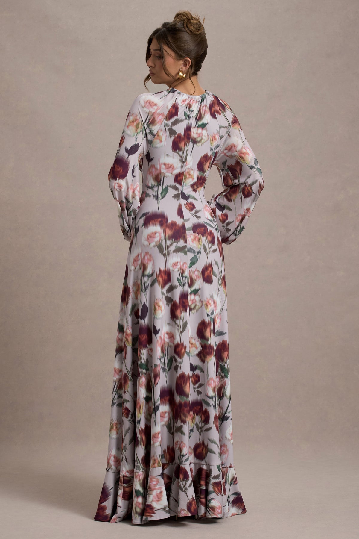 Althena | Cream Floral Print Balloon-Sleeve Maxi Dress - Club L 