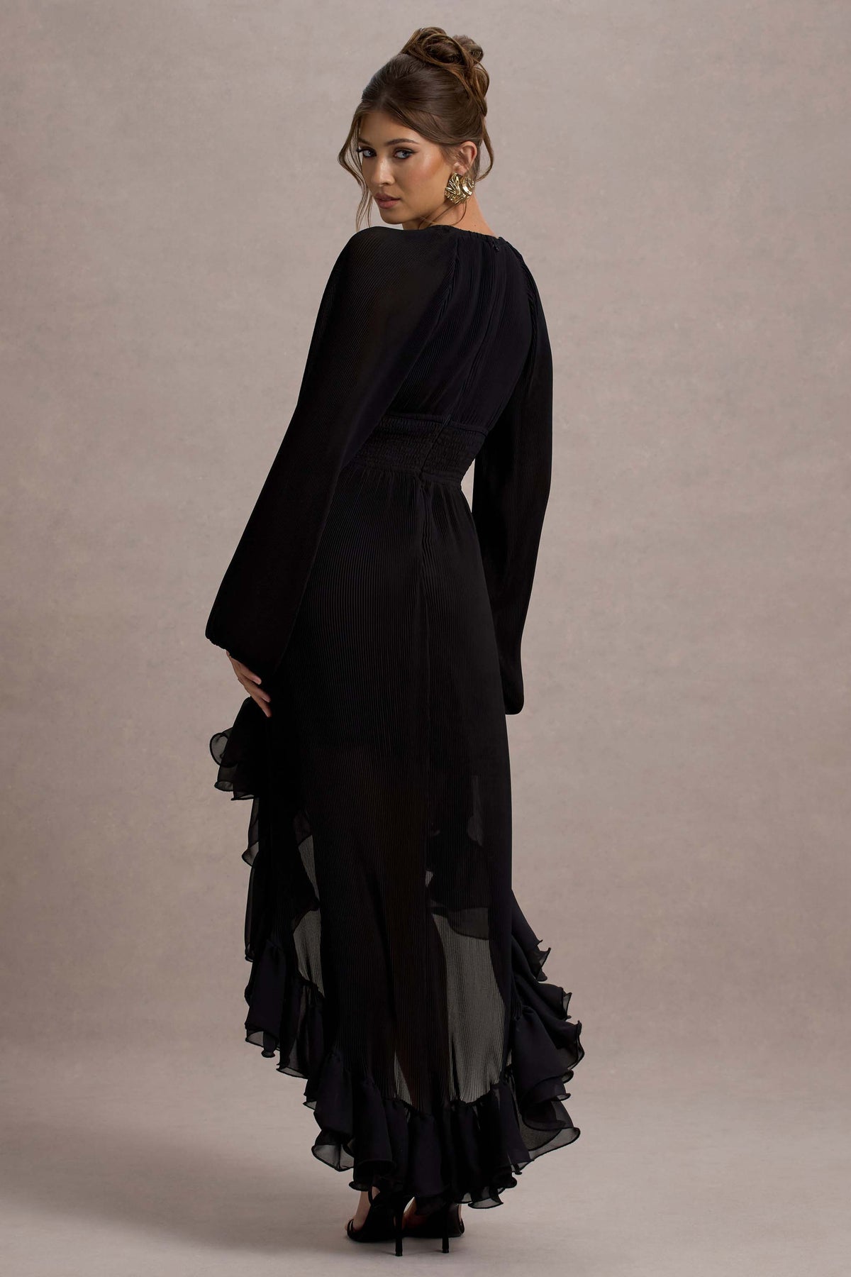Namir | Black High-Low Chiffon Maxi Dress - Club L 