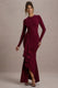 Alayna | Berry Long-Sleeve Maxi Dress With Ruffled Split - Club L 