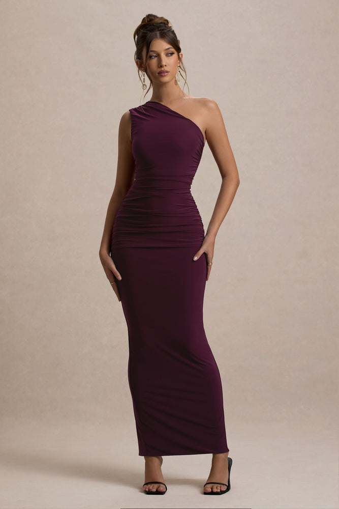 strapless open back dress Dalarie Port One-Shoulder Gathered Maxi Dress – Club L London