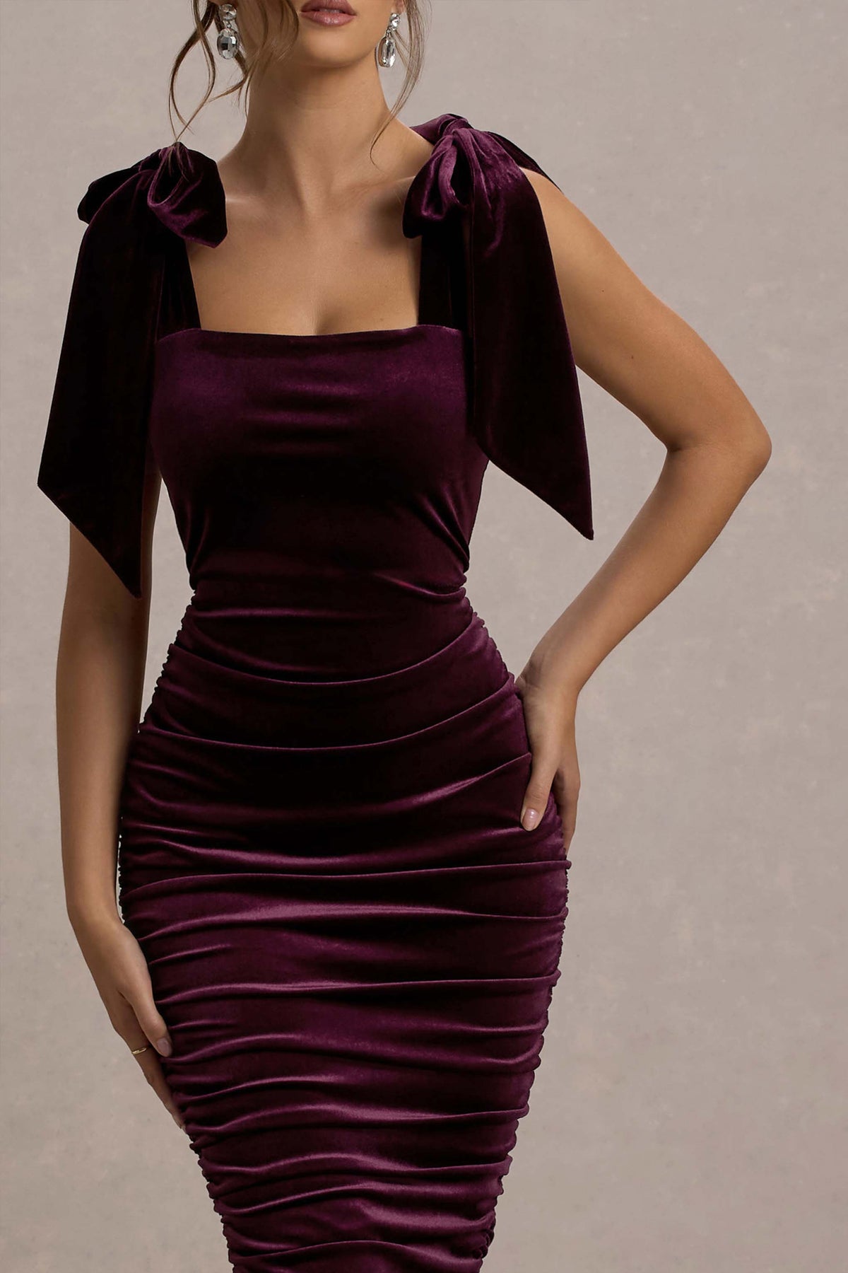 Burgundy Velvet Velvet Mini Slip Dress Tarna Port Velvet Midi Dress With Bow Straps Club L London UK Burgundy Velvet Velvet Mini Slip Dress Tarna Port Velvet Midi Dress With Bow Straps Club L London UK