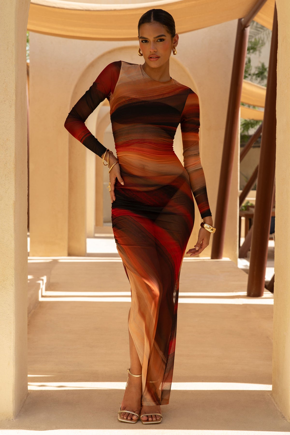 Barzilio Ombre Long-Sleeve Bodycon Maxi Dress Club L London - UK Barzilio Ombre Long-Sleeve Bodycon Maxi Dress Club L London - UK