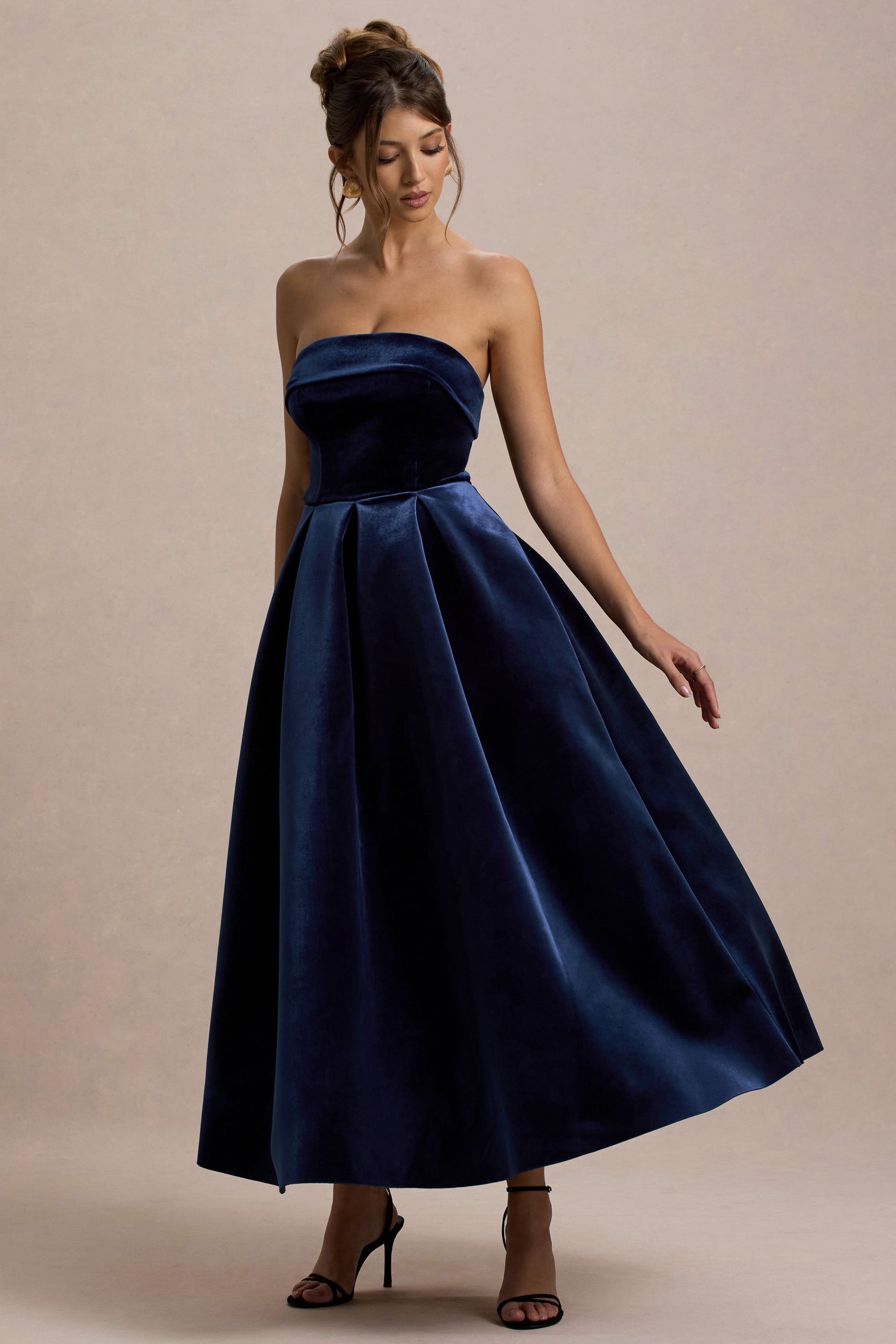 navy bandeau skater midi dress US 2 / NAVY