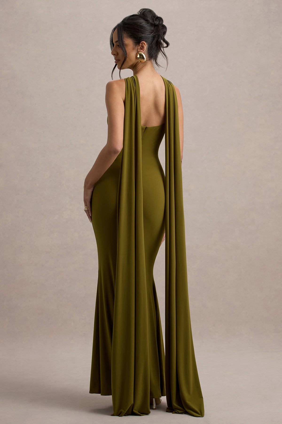 Rhoda Green Twist Halter-Neck Cape Maxi Dress Club L London - UK Rhoda Green Twist Halter-Neck Cape Maxi Dress Club L London - UK