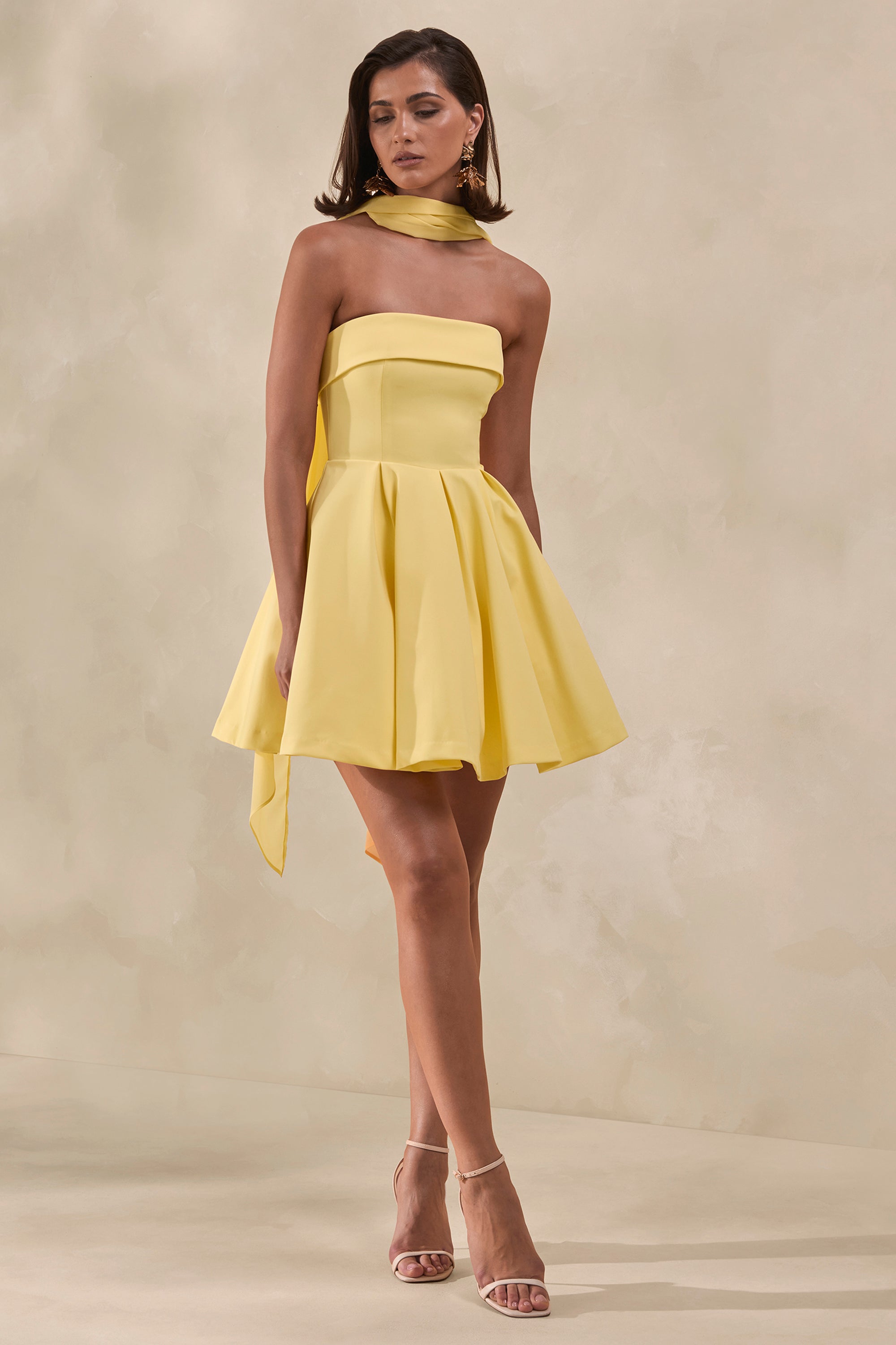yellow skater dress uk Off The Shoulder Skater Mini Dress In Yellow Broderie | EGO UK