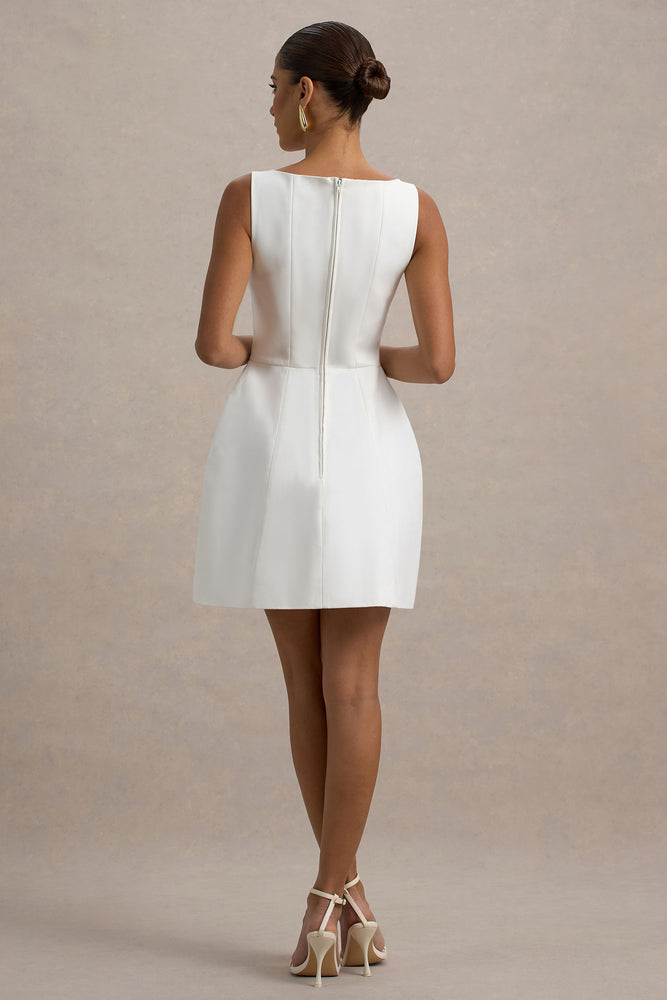 Cheri White Tailored Sleeveless Mini Dress  Club L London - UK