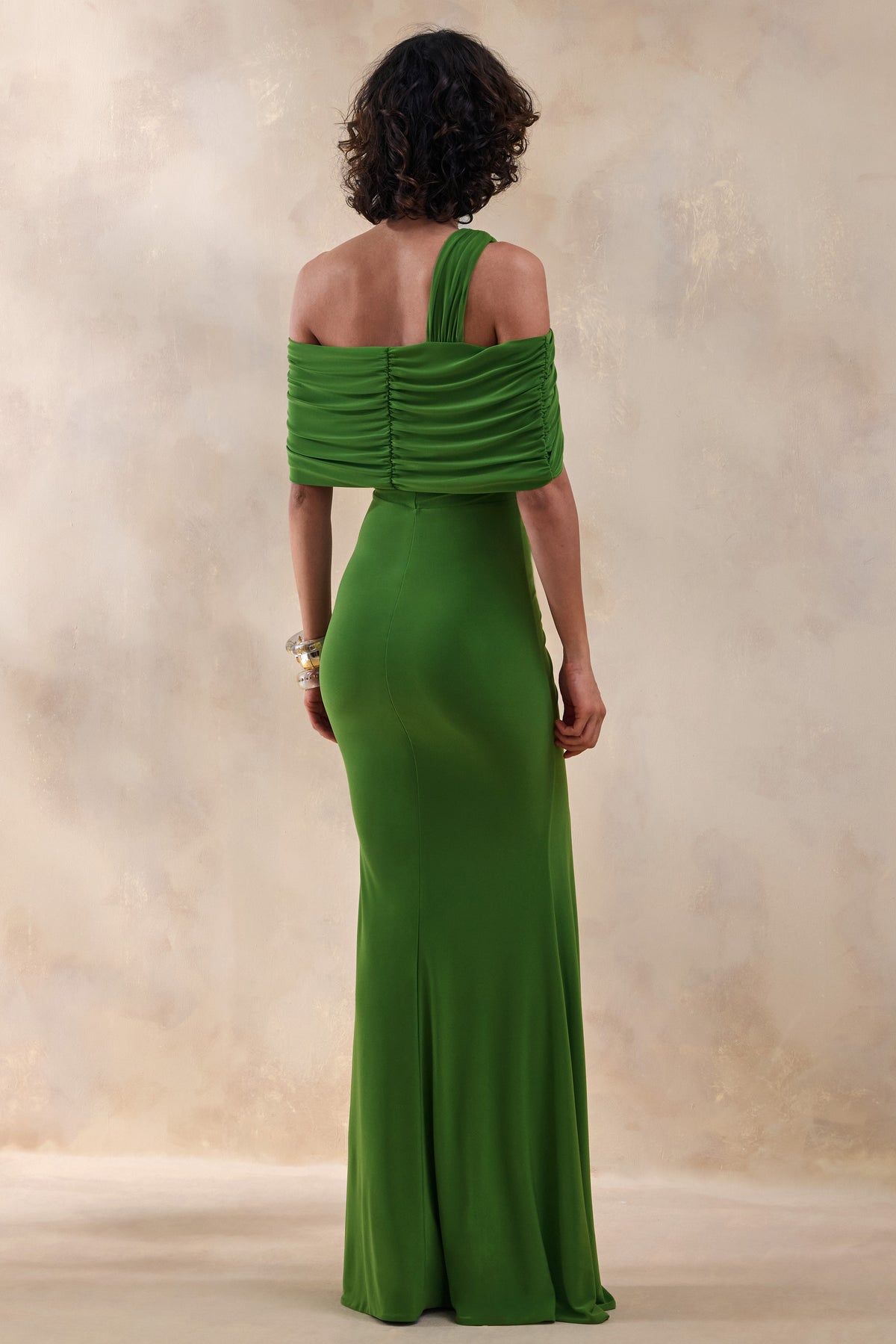 Nala Green Asymmetric Maxi Dress With Split Club L London - UK Nala Green Asymmetric Maxi Dress With Split Club L London - UK