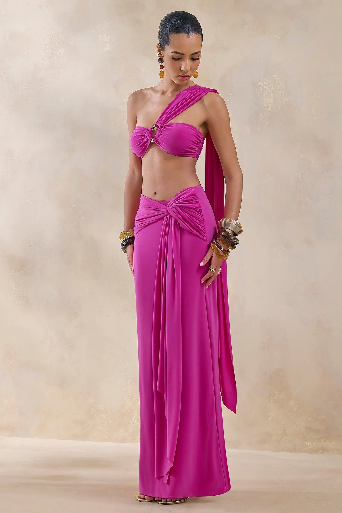 ECM_HR_CL136245330 - Tranquil _ Hot Pink Bandeau Top With Chest Cut-Out and Sash + ECM_HR_CL136246330 - Azura _ Hot Pink Wrap Maxi Skirt With Sash 1.jpg