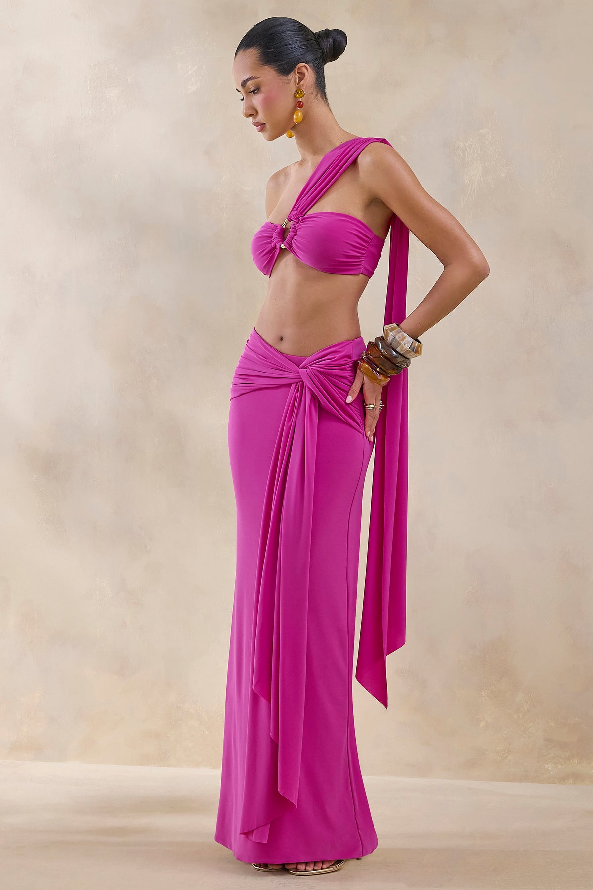 ECM_HR_CL136245330 - Tranquil _ Hot Pink Bandeau Top With Chest Cut-Out and Sash + ECM_HR_CL136246330 - Azura _ Hot Pink Wrap Maxi Skirt With Sash 2.jpg