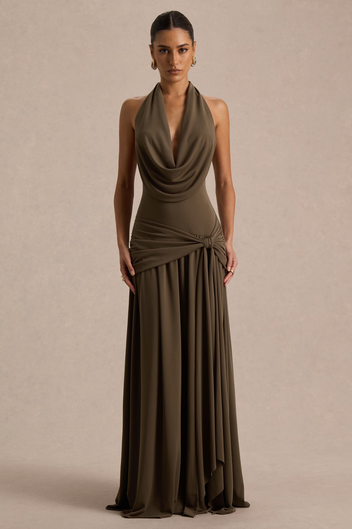 HR_CL136251031 - Mist Olive Plunge-Neck Split Maxi Dress 02.jpg