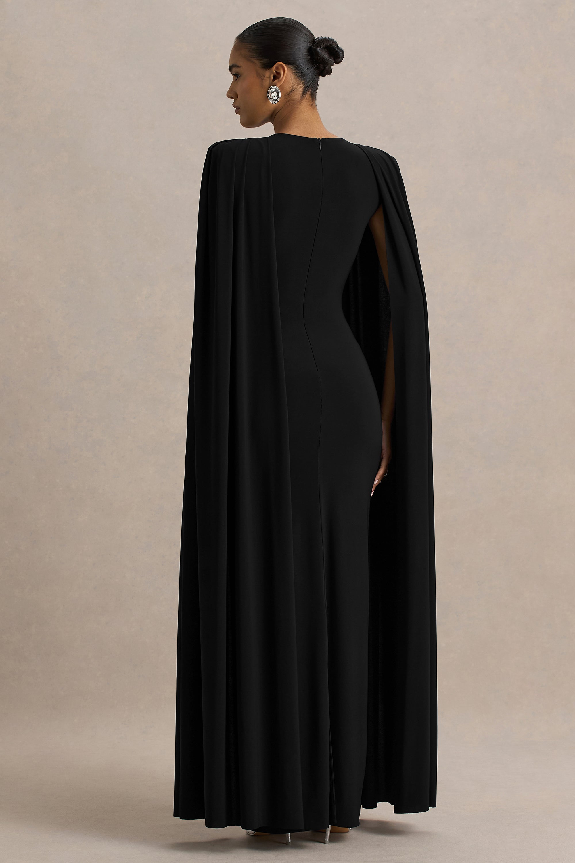 ECM_HR_CL136341001 - Mimi Black High-Neck Maxi Dress With Cape Sleeve Detail2.jpg