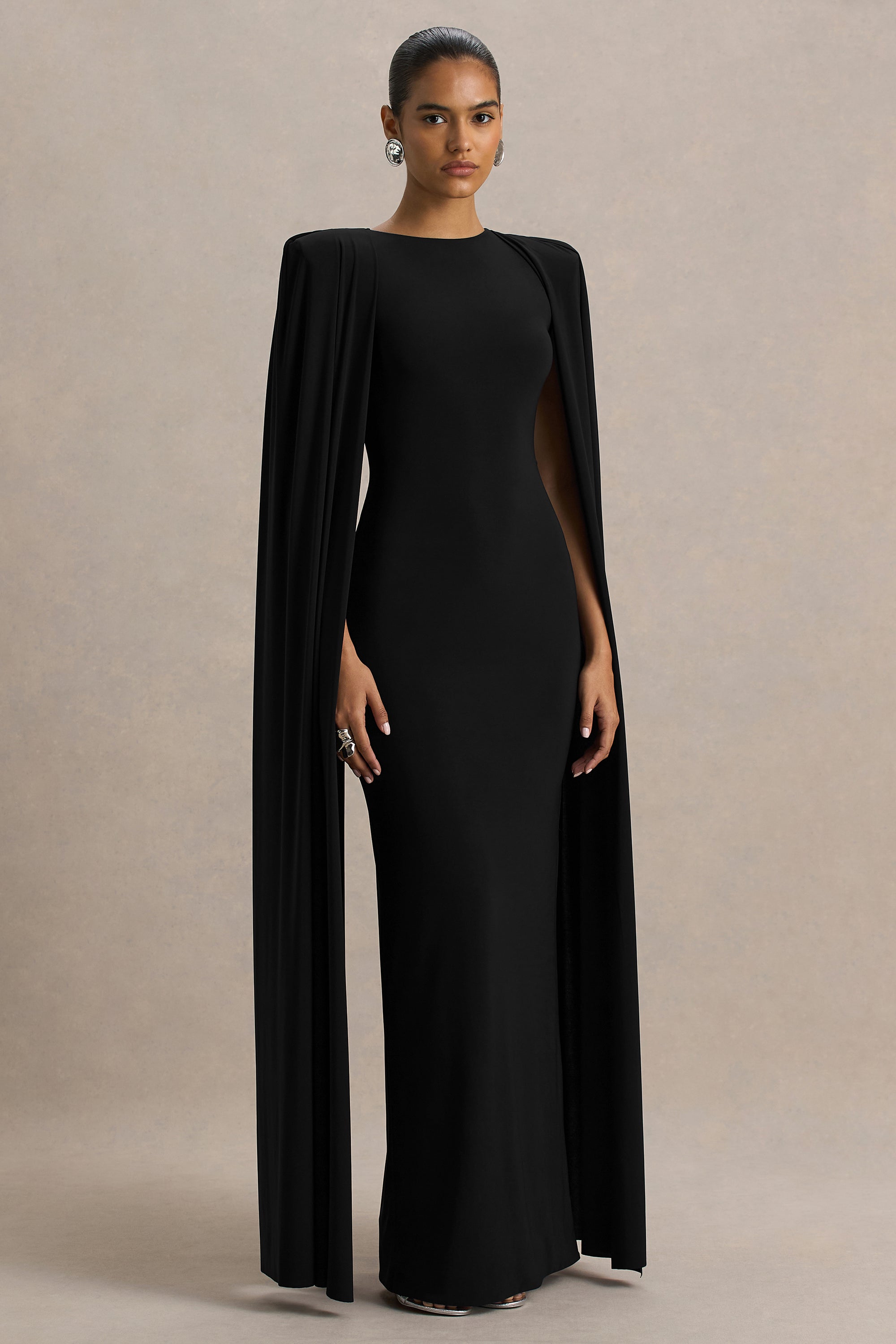 ECM_HR_CL136341001 - Mimi Black High-Neck Maxi Dress With Cape Sleeve Detail6H.jpg