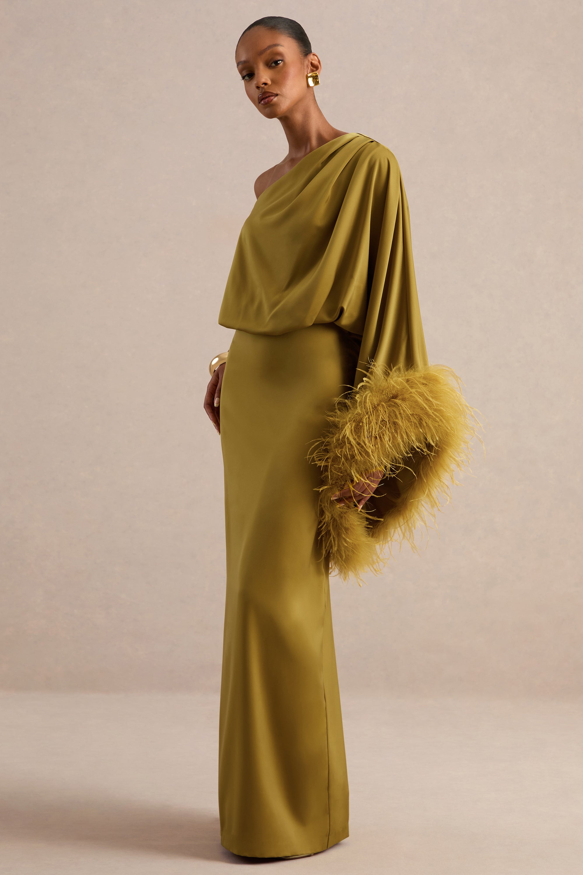 ECM_HR_CL136380031 - Felicity _ Olive Satin Asymmetric-Neck Maxi Dress With Feather Detailing2.jpg