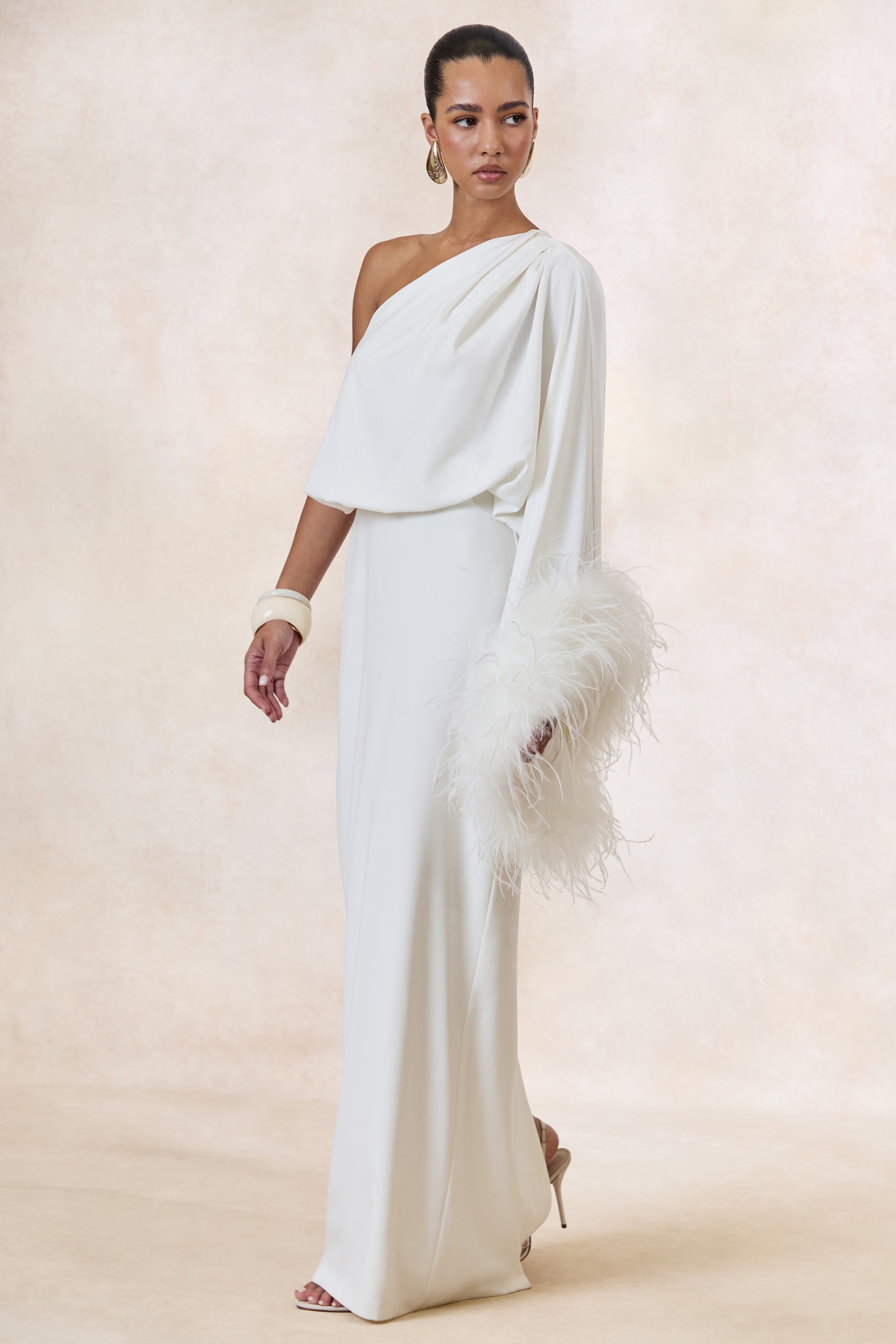 CL136380110 - Felicity _ White Satin Asymmetric-Neck Maxi Dress With Feather Detailing 1.jpg