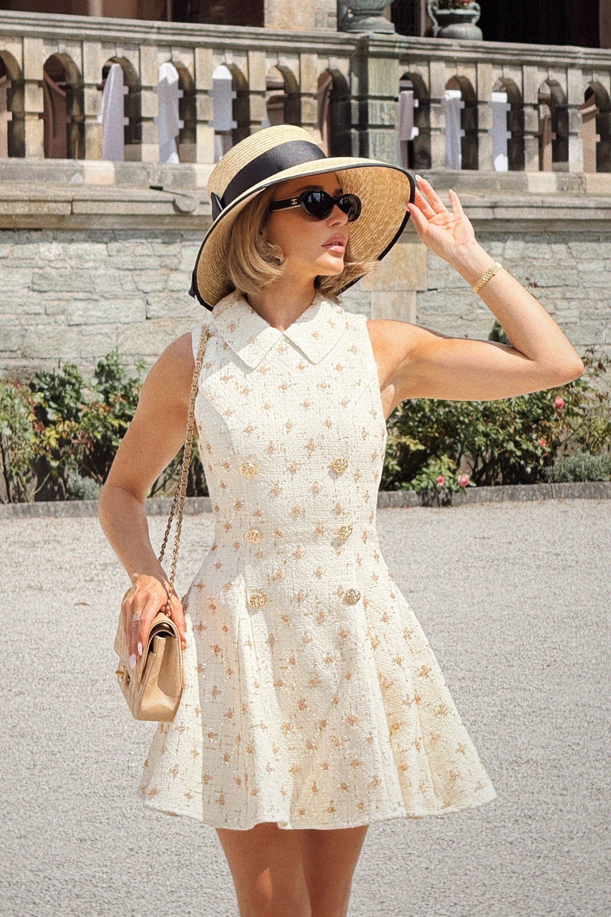 Little Star | Cream Embellished Boucle Tailored Mini Dress – Club L London