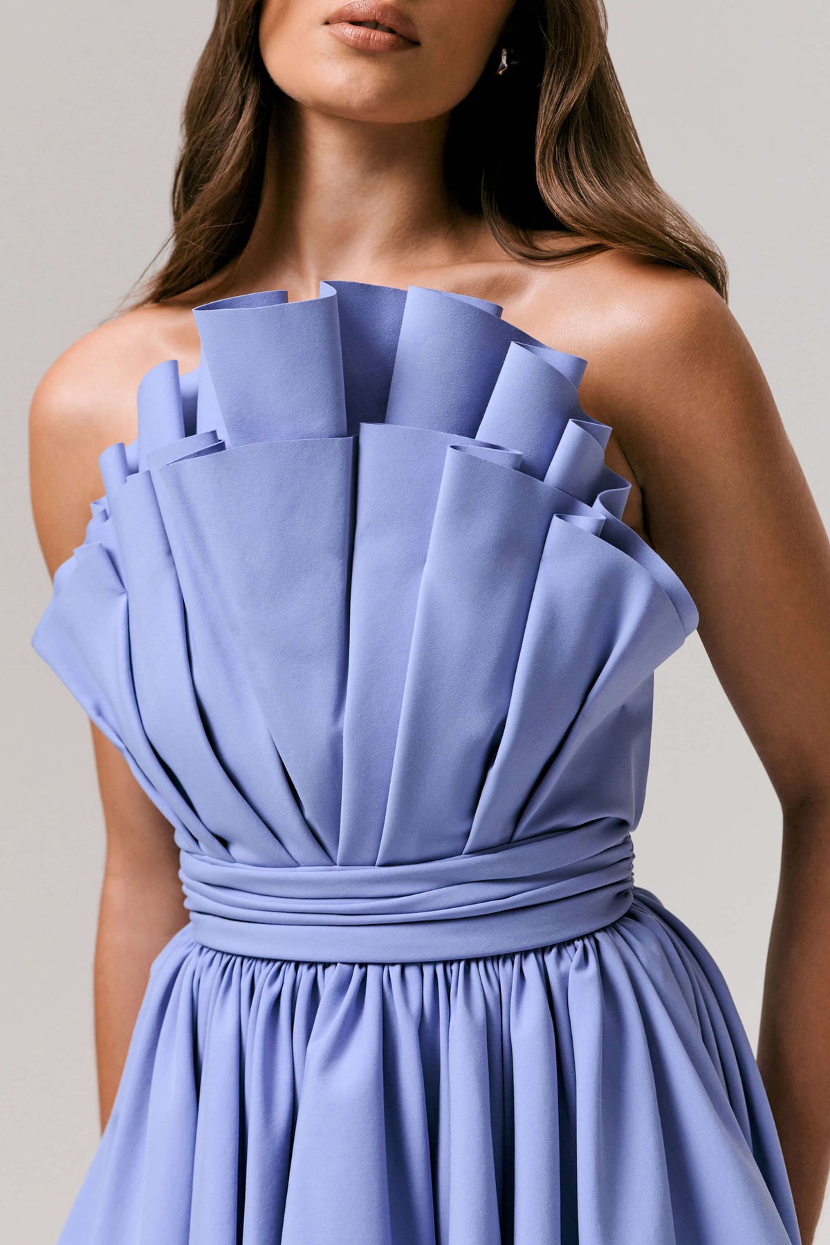 Distinguished Powder Blue Asymmetric Ruffled Mini Dress – Club L London