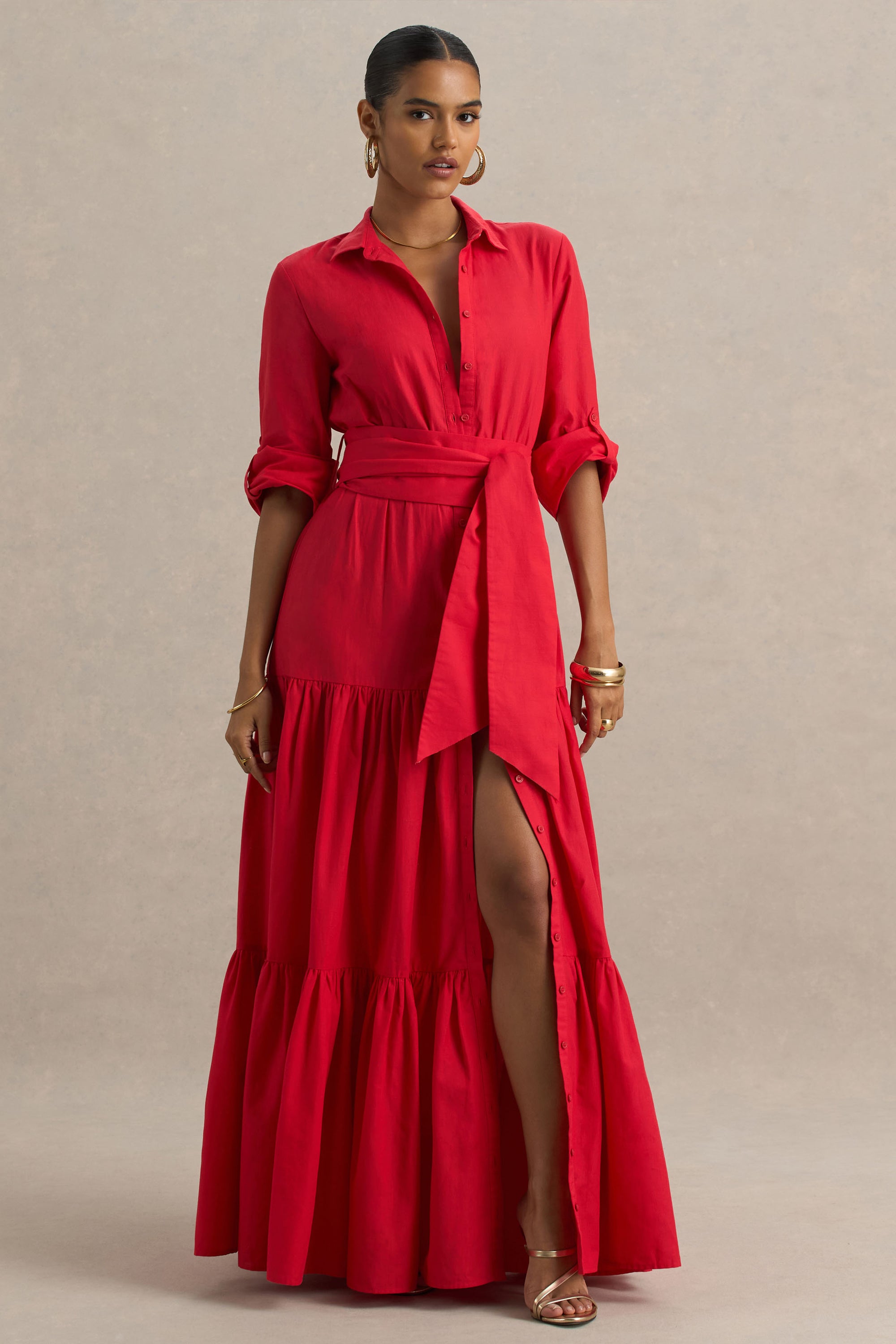 red shirt dress uk Tommy Hilfiger MINI DRESS - Shirt dress - medium red/red