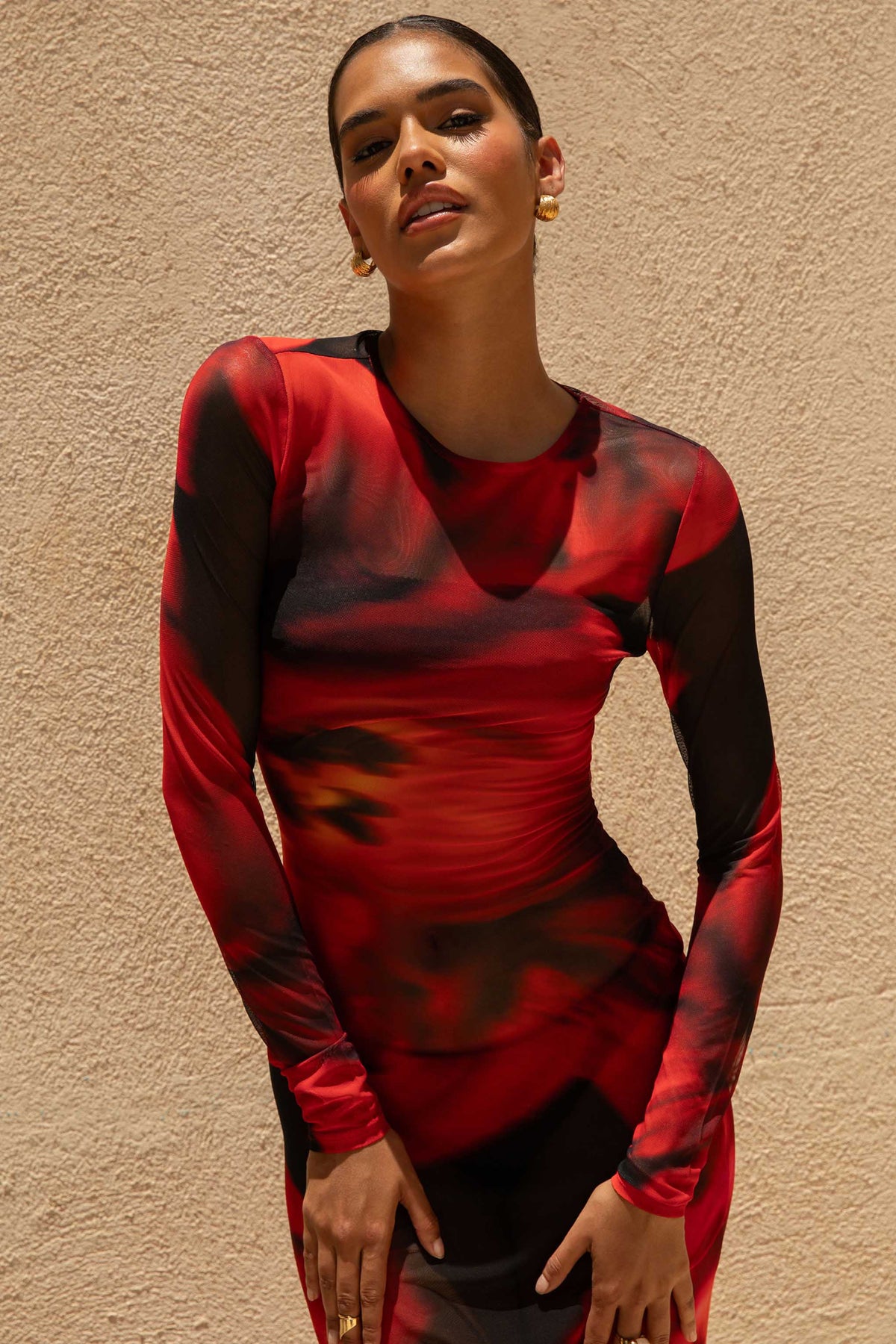 Marcy Red And Black Floral Print High-Neck Maxi Dress – Club L London Marcy Red And Black Floral Print High-Neck Maxi Dress – Club L London