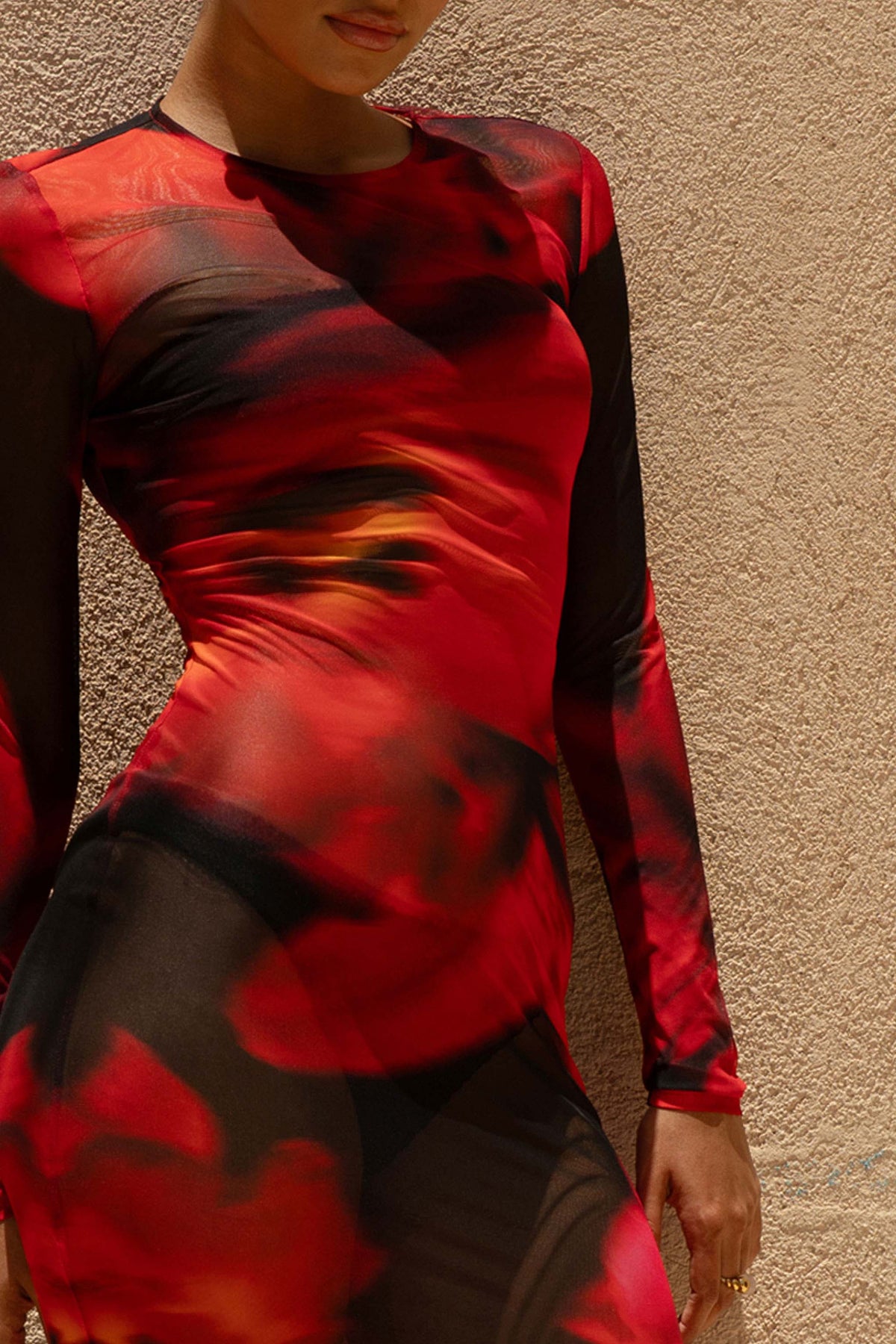 strapless open back dress Marcy Red And Black Floral Print High-Neck Maxi Dress – Club L London